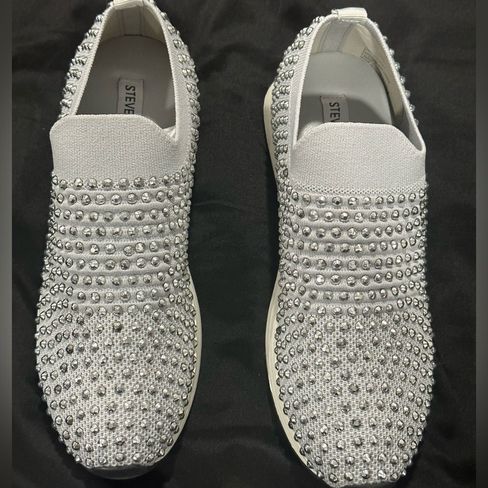 New grey bling Steve Madden slip on sneakers size 9